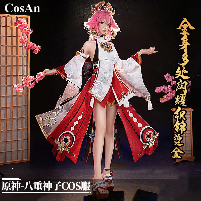 CosAn Game Genshin Impact Yae Miko Cosplay Costume Elegant Sweet Uniform Dress Female Activity Party Role Play Clothing S-XL