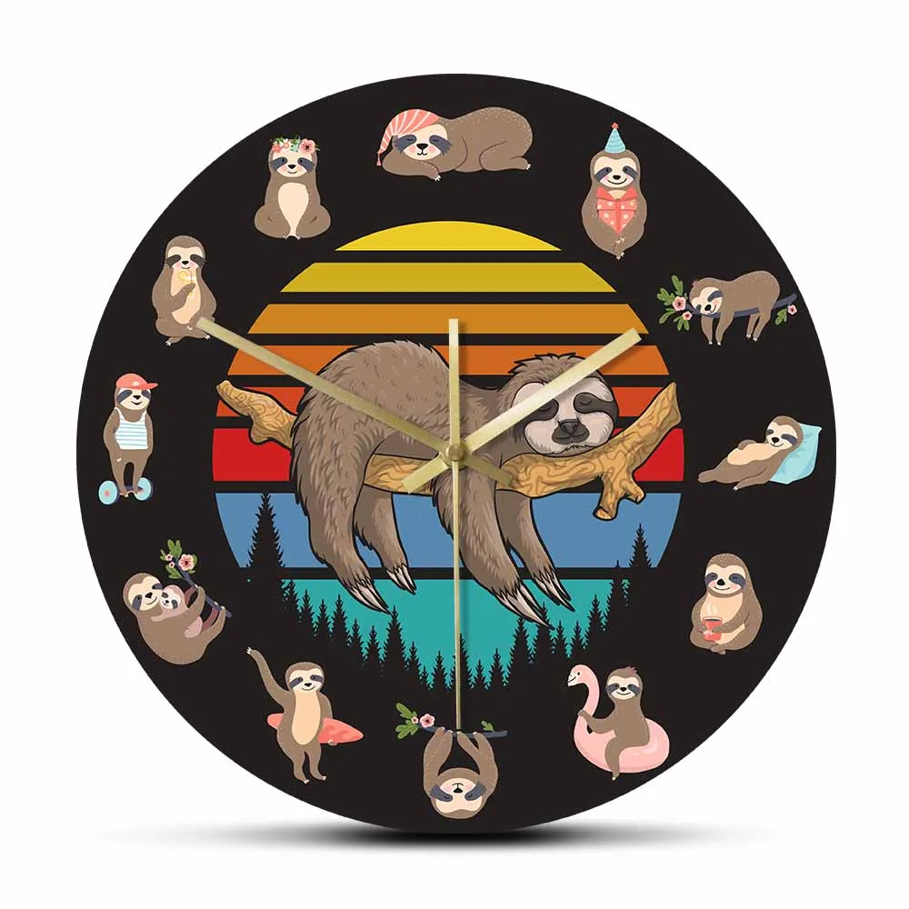 

Hanging Lazzy Sloth Decorative Silent Quartz Clock Laziness Idleness Jungle Animals Wall Art Clock Baby Nursery Tropical Decor