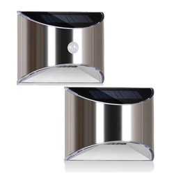 Hot Sell Solar Light LED Solar Wall Lamp PIR Motion Sensor Stainless Steel Shell Lighting For Outdoor Garden Wall Fence Stair