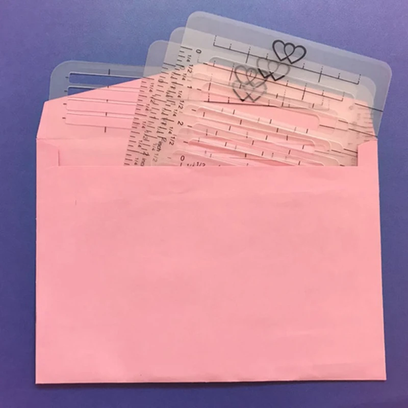 Cuaderno de guía de dirección artesanal de 4 piezas, conjunto de plantillas de sobre de letras multiuso, reglas, diario, tarjeta de felicitación