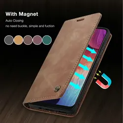 CaseMe Retro Flip S10 S8 Plus Leather Wallet Case For Samsung S20 S21 Ultra S10 S9 Plus M31 M51 A72 S21FE A71 A52 Magnet Case