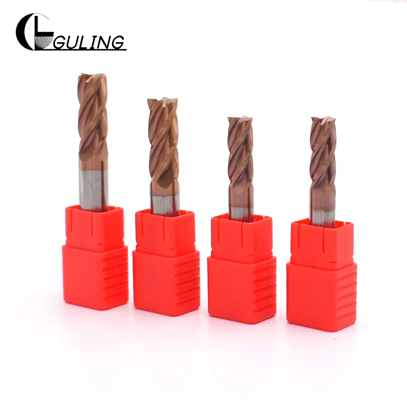 

GULING 55° solid tungsten carbide end mill 4 flutes square end mills HRC55 1MM 1.5MM 2MM 2.5MM 3MM 4MM 5MM 6MM 8MM 10MM 12MM