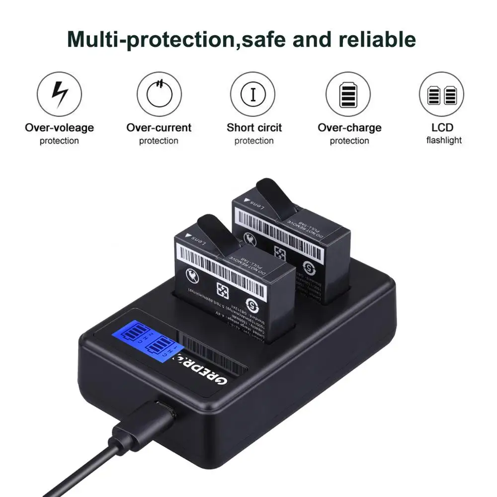 1500mAh Battery AZ16-1 AZ16-2 + LCD Dual USB Charger for Xiaomi YI 4K 4K+ Yi Lite YI 360 VR Action Cameras