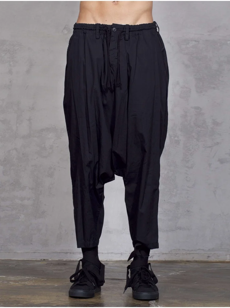 Spring And Summer Thin New Men's Harlan Small Leg Trousers Pleated Solid Color Trousers Low Grade Nine Point Casual Trousers