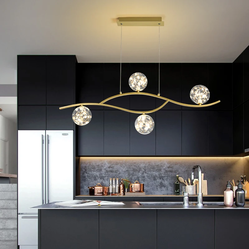 

Nordic Design LED Golden Pendant Light For Restaurant Kitchen Living Room Modern Contracted Iron Art Illumination Deco Luminaire