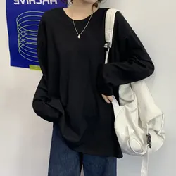Summer 2023 new women's Fashion Top Korean O-neck long sleeve purple T-shirt