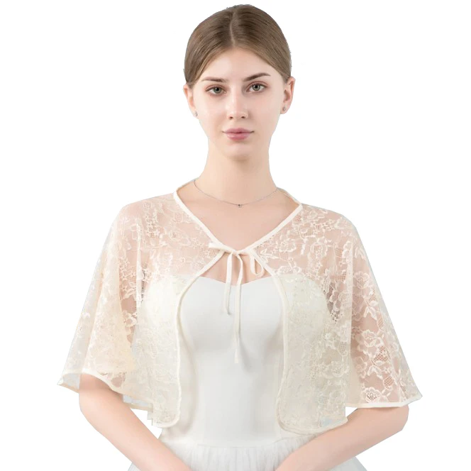 8 Colors Summer Lace Bridal Wraps Shawl Elegant Women Evening prom Cape Bolero Dentelle Mariage Bride Wedding Party Jackets Wrap