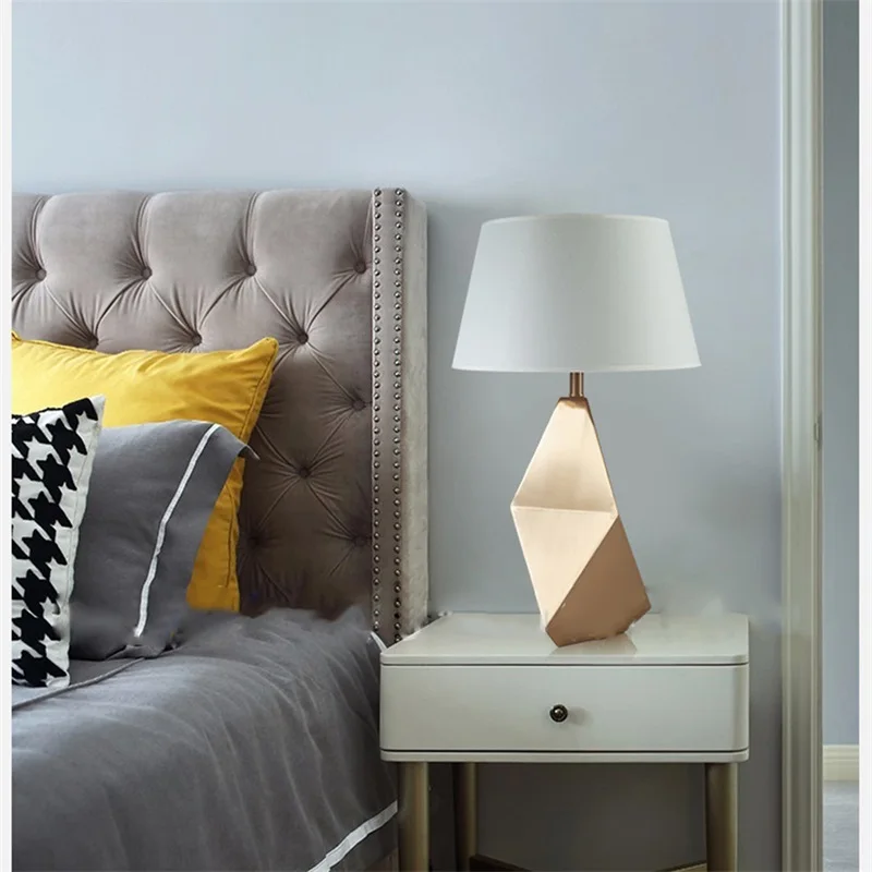 OURFENG Modern LED Table Desk Lamp Bronze Creative Design Bedside Light Decorative For Home Foyer Office Bed Room