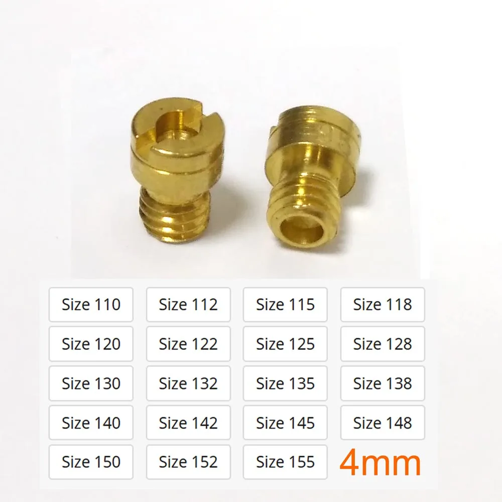 오토바이 기화기, 4mm 스레드 M4 라운드 메인 제트 사이즈 110-155, Kenhin CarbMikuni Minimoto Gy6 139qmb 50cc 인젝터 노즐