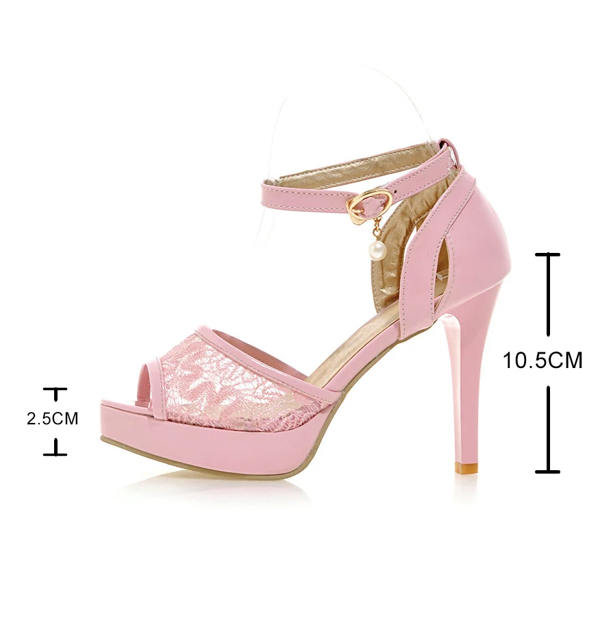 New Summer lace mesh shoes women platform sandals Fish Mouth high heel ladys evening dress wedding shoes femal zapatos de mujer