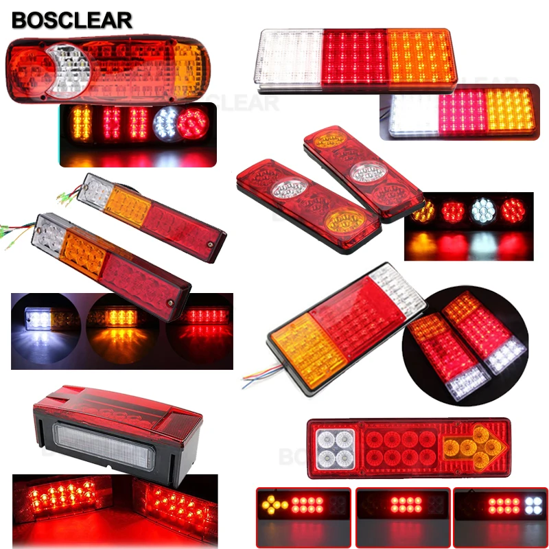 12V 24V Waterproof 12/19/24/36/46/75LED Rear Truck Tail Light Warning Lights Rear Lamps Turn Signal Lights brake light for Trail