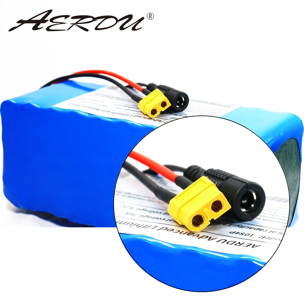 AERDU 36V 12.8Ah 10S4P 13Ah 12Ah 18650 Li-ion Battery Pack 750Watt 500W Motor Ebike Scooter Extended Range 37v Lithium Batteries