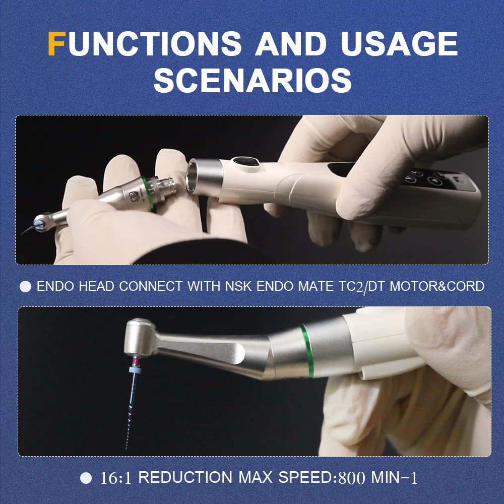 Dental Endo Motor Head 16:1/6:1/1:1 60° Twist for Hand / Engine Files Compatible with Original Handpiece Endodontic Apex Locator