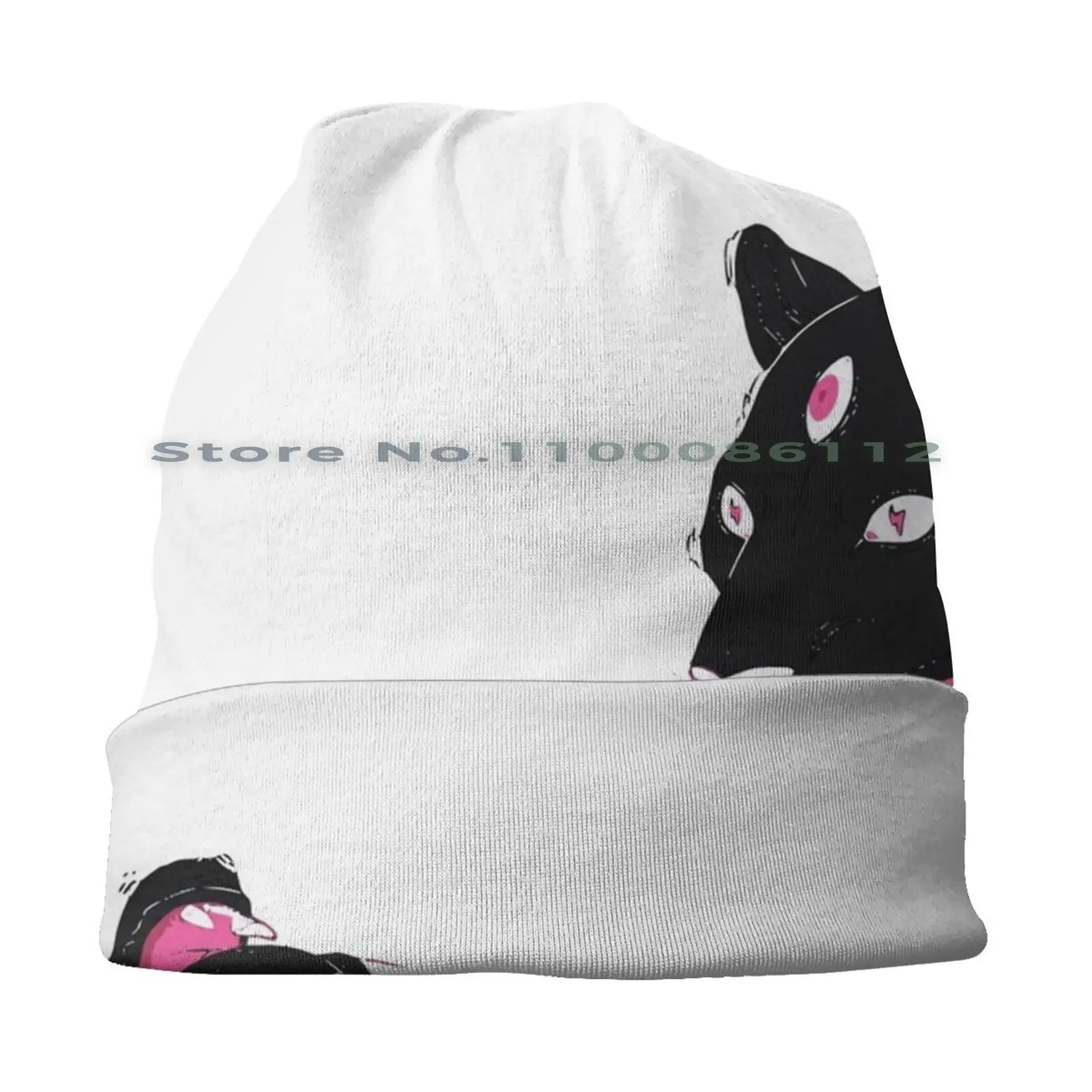 Angry Panther Beanies Knit Hat Angry Animal Lion Tiger Feline Leopard Big Cat Symbol Wildlife Cartoon Tattoo Vector Fangs Mad