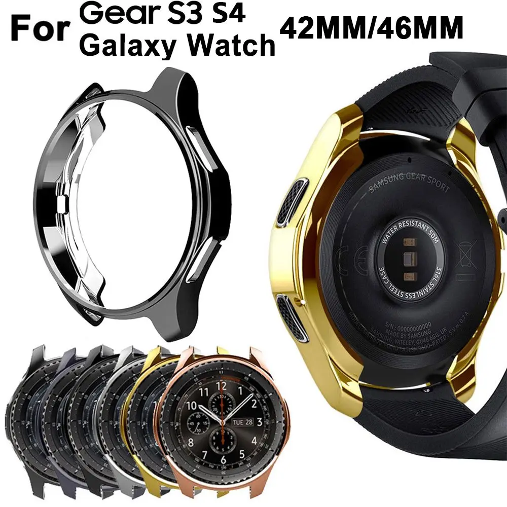 Electroplated Silicone Shell TPU Watch Case Protective Cover Holder Skin For Samsung Gear S3 S4 Galaxy Watch 46mm 42mm