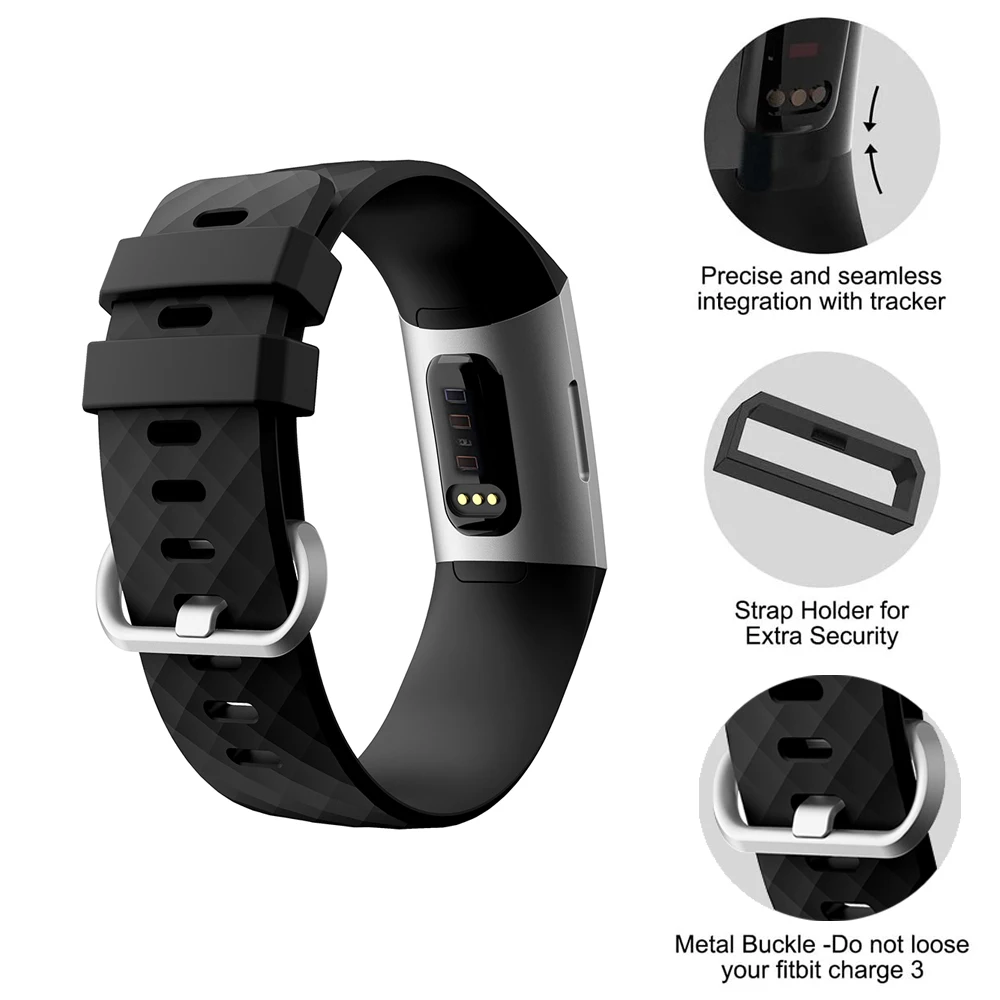 YAYUU Band for Fitbit Charge 3/ Fitbit Charge 4/ Charge 3 SE, Soft Waterproof Replacement Wristband Strap for Fitbit Charge 4