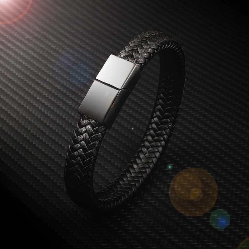 Punk Braclets Charm black/brown Man Bracelets With 16 strands Braided Leather Stainless Steel Magnetic Clasp rope women jewelry