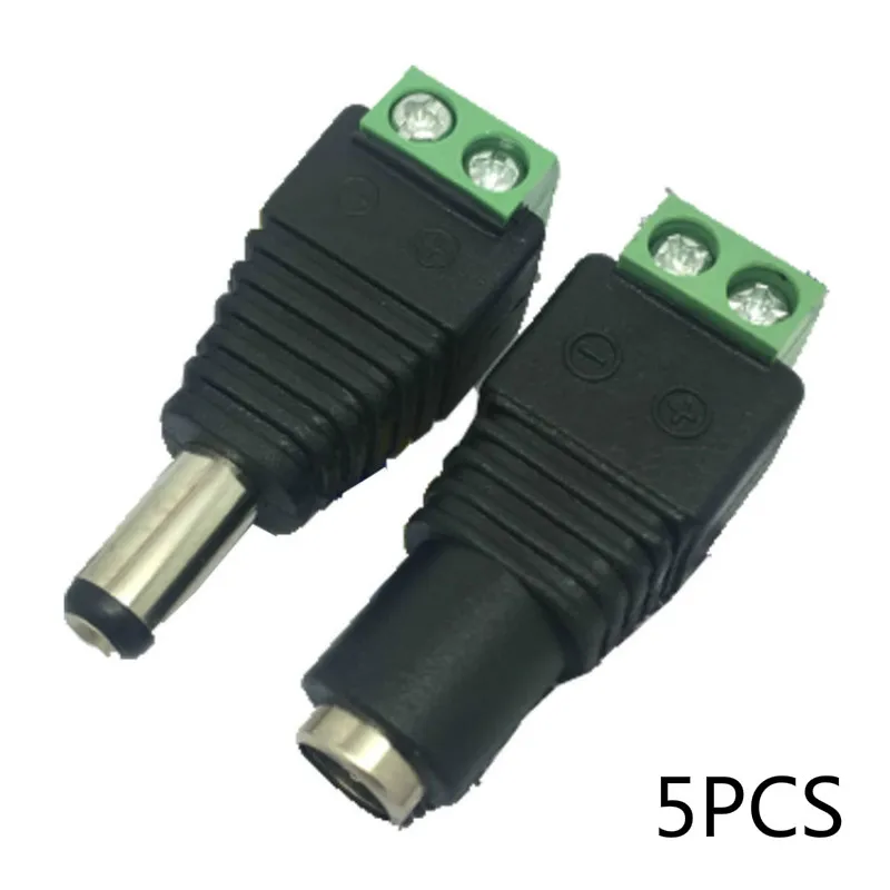 5pcs Female +5 pcs Male DC connector 2.1*5.5mm Power Jack Adapter Plug Cable Connector for 3528/5050/5730 led strip light