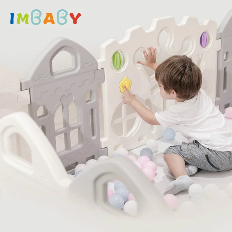 IMBABY Foldable Baby Playpen For Children Safety Barrier HDPE For Newborn Ball Dry Pool Playground Fence Indoor Kids Play Center