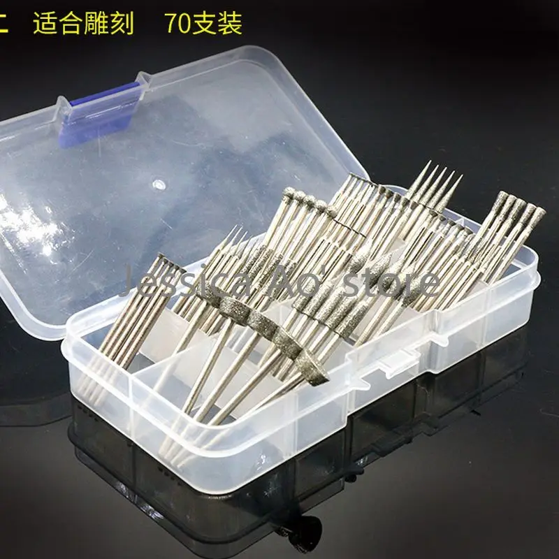 70pcs Set di utensili per intaglio in giada frese elettriche frese per intaglio in pietra lucidatura smeriglio gecco testa della ruota Dremel punte del Router