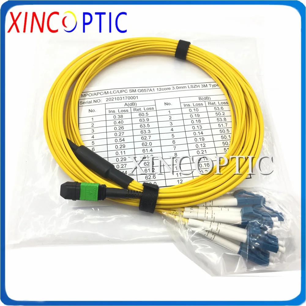 

12C MPO/APC Female(SENKO)-Duplex LC/ST/FC/SC SM G657A1 12Core 3.0mm LSZH Fanout 12F Mini Yellow 2M Fiber Optic Patch Cord Cable