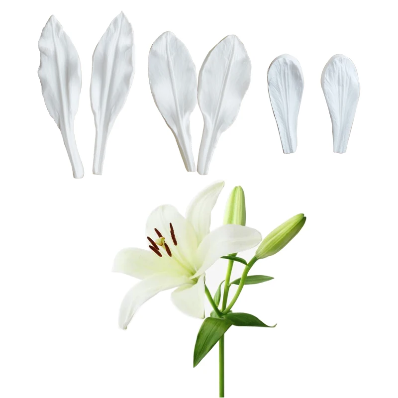 Lily Flower Veiners Silicone Mould Cake Decorating Tools Gumpaste Clay Sugarcraft Clay Chocolate Tools M2295