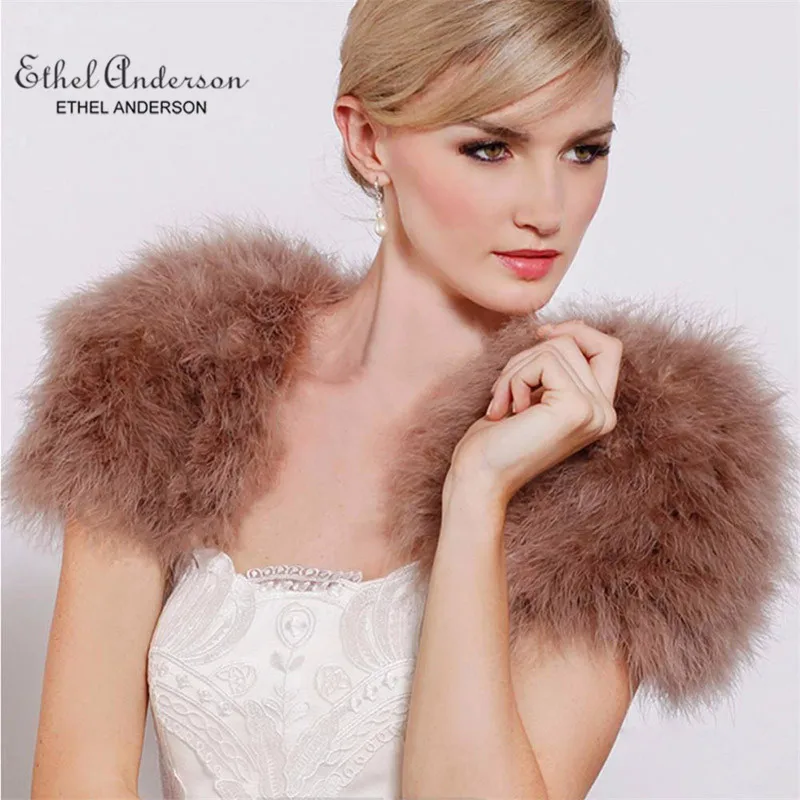 Blush Pink/ White Luxurious Ostrich Fur Feather Boleros Bridal Fur Shawl Marriage Shrug Coat Bride Winter Wedding Party Boleros