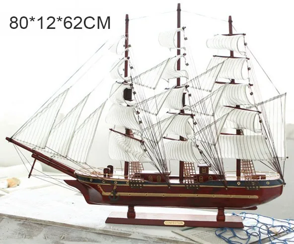 Hot Selling Wooden Sailboat Model Ornament Solid Wood Living Room Decoration Ship European Style Gift