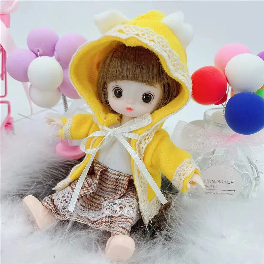 16cm Little Girl BJD Doll 13 Moveable Joint Dolls Long Hair 3D Eyes bjd Toy Cute Face Dress Up Make Up Toys Girls Gift Dolls