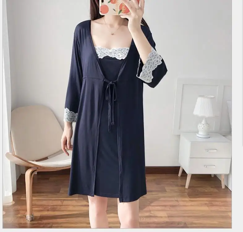 

New Maternity Pajamas Nightgown Breastfeeding Dress Childbirth Nursing Pajamas Pregnant Women Nightwear For Lace Pink Sleepwear