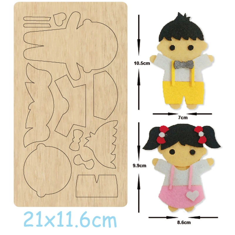 

Christmas Fashion Boy Girl Doll Wood Mold Cutting Dies Cut Wood DIY New Keychain Schoolbag Suitable For Die Cutting Machine