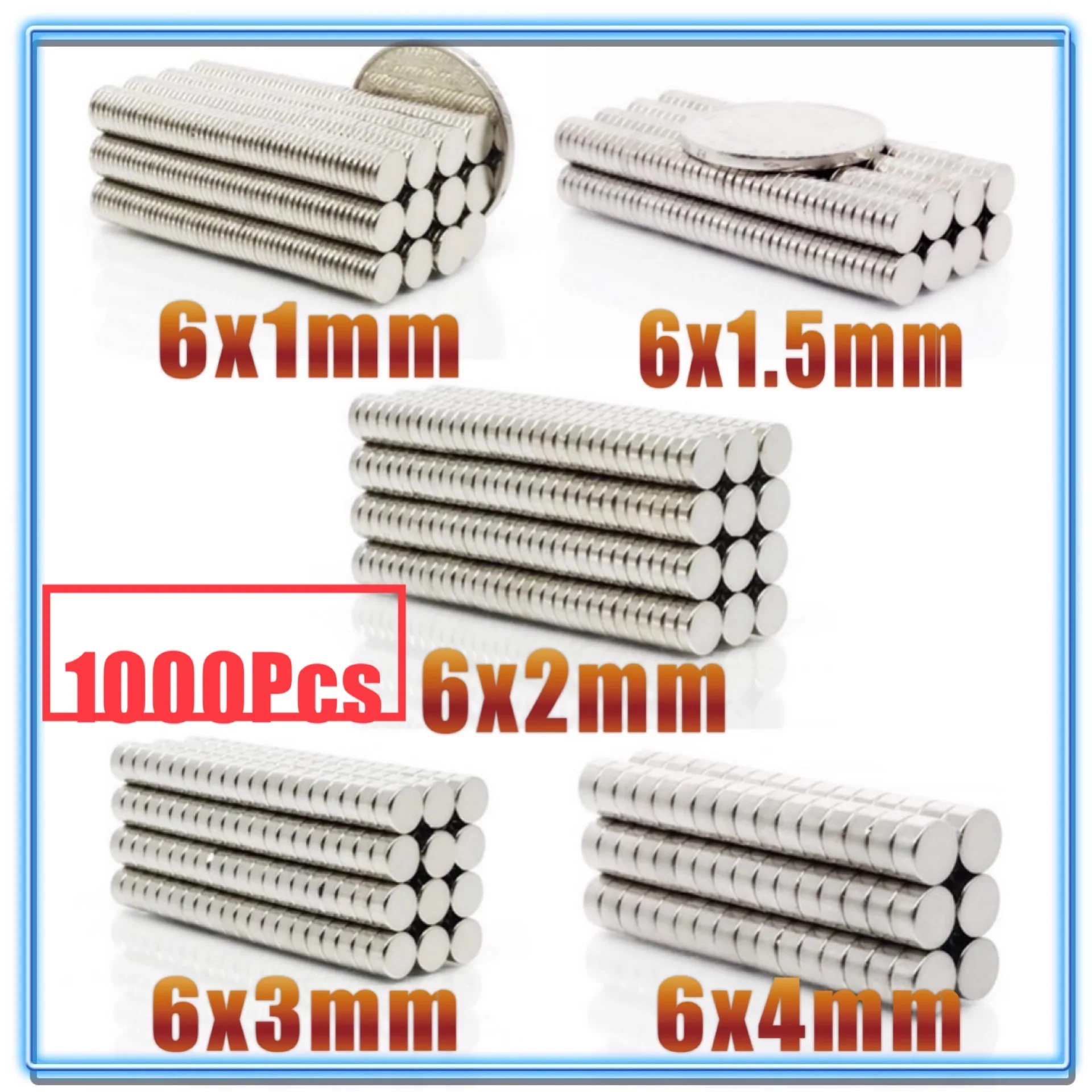 1000szt Mini mały okrągły magnes N35 6*1 6x1.5 6x2 6x3 6x4 mm Magnes neodymowy Stały NdFeB Super mocne, mocne magnesy 6x12