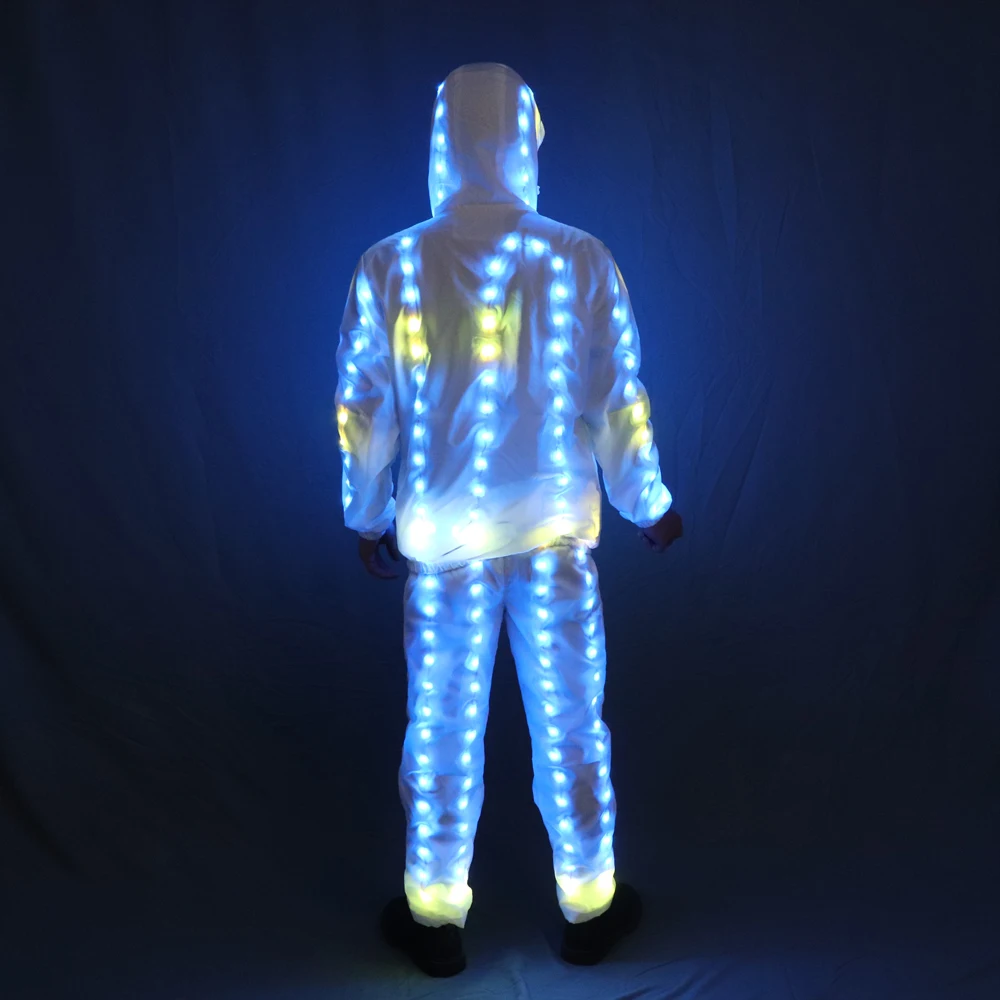 Full Color Pixel LED Lights Jacket Coat Pants Costumes Suit Light UP Rave Creative Outer Stage Costume Xmas Party Fancy Dress