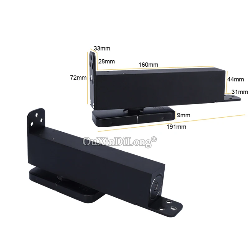 Durable 1Set Heavy Duty Door Pivot Hinges Invisible Hidden Hydraulic Buffer Black Door Hinges Install Up and Down