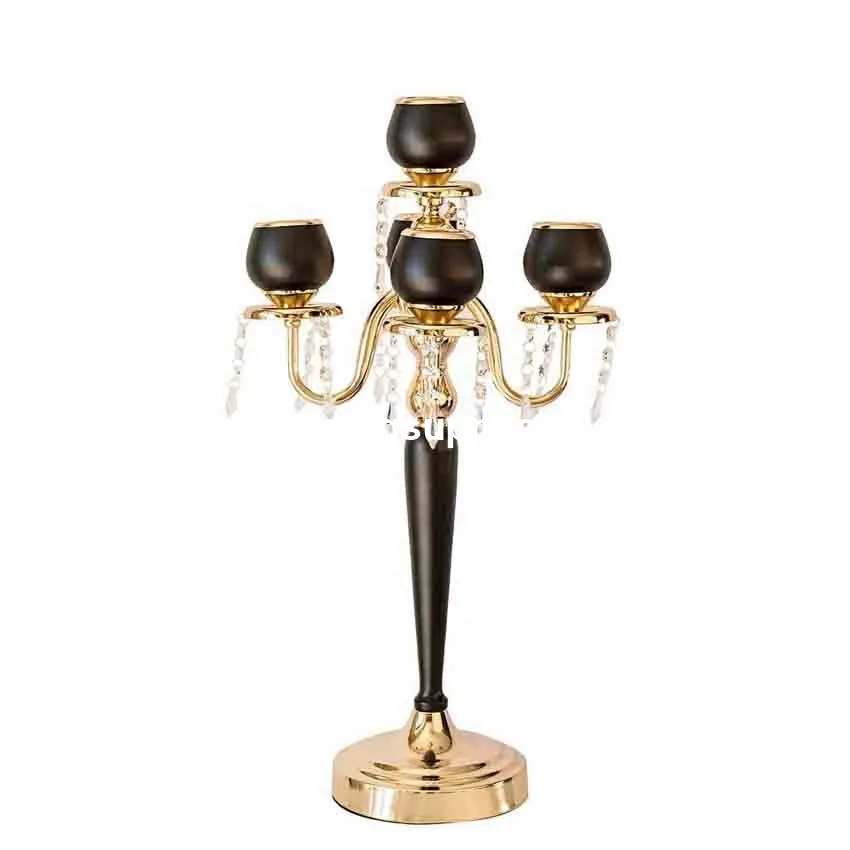 New style  party decoration wedding latest wedding decoration centerpieces metal gold candelabra 5 arms candle holder senyu01207