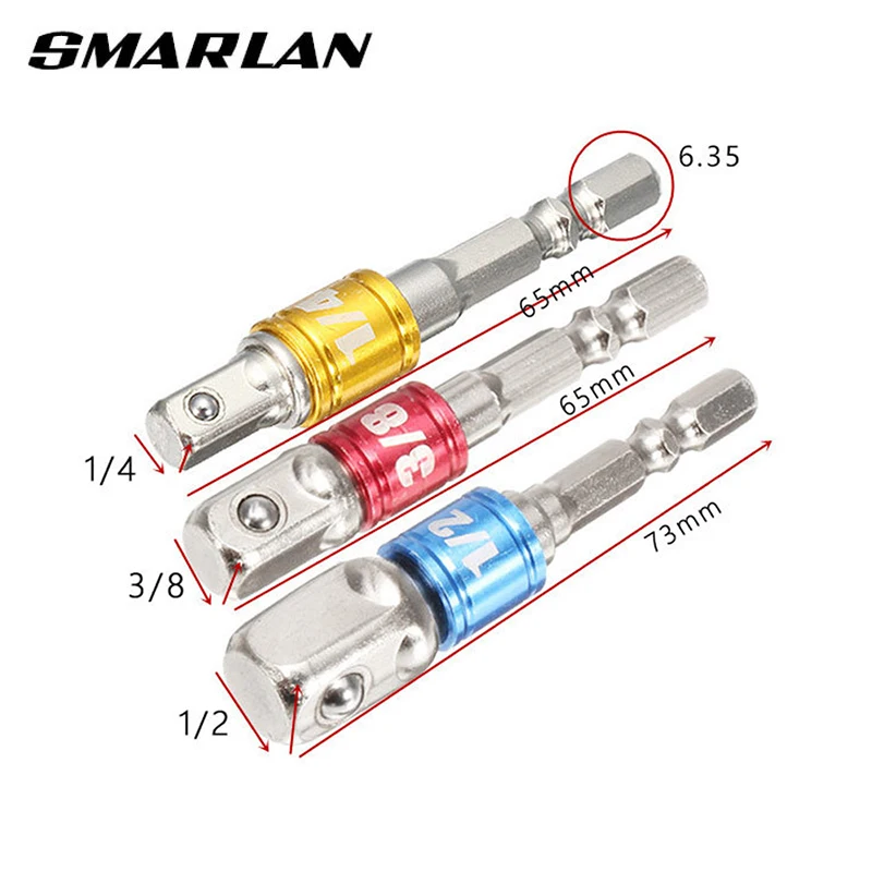 Shank Drill Socket Adapter for Impact Driver with Hex Shank to Square Socket Drill Bits Bar Extension Set 1/4\