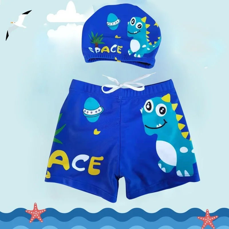 3-14 Years Beach Shorts Shark Swimming Cap Set Boys Swimsuit Trunks Style Boys Bathing Suit Swimwear Summer Swimming Trunks