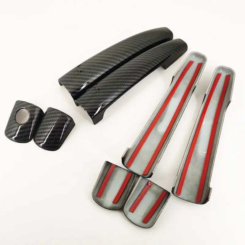 FOR Peugeot 208 2012 2013 2014 2015 2016 2017 2018 CHROME CARBON FIBER DOOR HANDLE COVER TRIM CAR STYLING ACCESSORIES