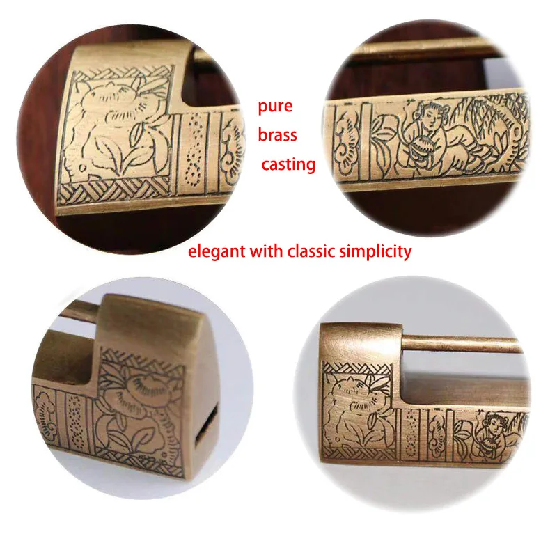 1Set Antique Style Lock Vintage Brass Keyed Padlock Wooden Box Antique Suitcase Drawer Cabinet Door Furniture Hardware