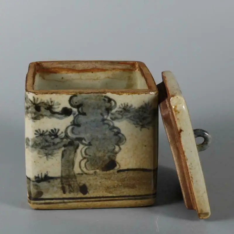 Chinese Blue and White Porcelain Pot Kid Flowers Design Tea Caddy 3.94 inch