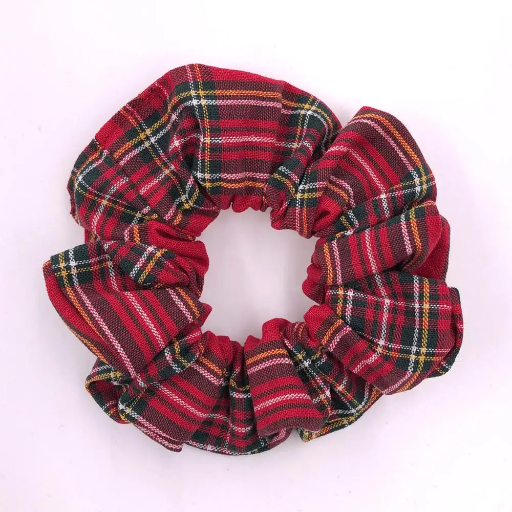 Cotton Plaid Hair Scrunchies Rope Elastic Hair Bands for Girls Women Preppy Ponytail Holder hair ties Accessories