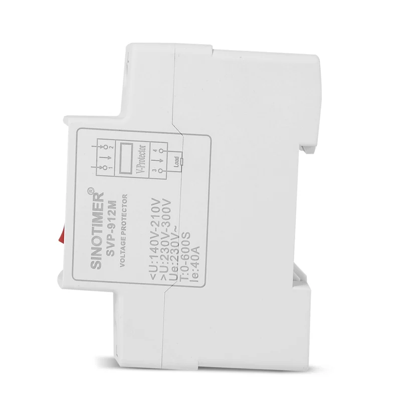 40A 220V Din Rail Adjust Reconnect Over and Under Voltage Protector Relay Protective Overvoltage Protection ON/OFF Rocker Switch