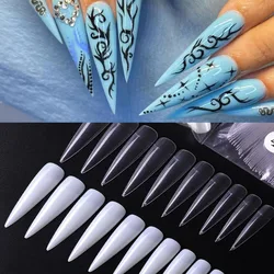 500pcs/Bag XXL Extra Long Stiletto False Nails Art Tips Transparent/Natural ABS Half Cover Traceless Artificial Fake Nails