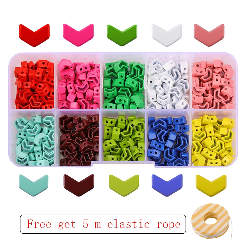 JUWANG 300 pcs\box Enamel Tile Beads Set Arrow Strand Beadeds Loose Beads Bohemian Jewelry Accessories For DIY Bracelets Making