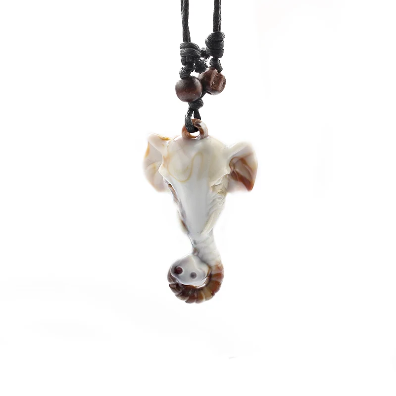 1pcs Charms Elephant Eagle Owl Turtle Skull Whale Tooth Heart Dog Pendant Wax Cord Resin Necklace Jewelry Adjustable