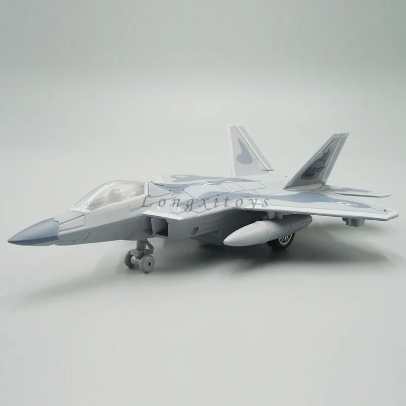 1:87 Diecast Plane Model US F-22 Raptor Jet Fighter Pull Back Toy With Sound & Light