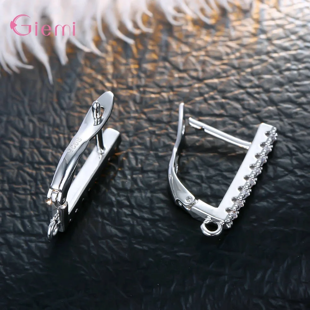 Personality 925 Sterling Silver Cubic Zircon Hoop Earrings Jewelry Accessories for DIY Jewelry Macking Gift Earring Brincos