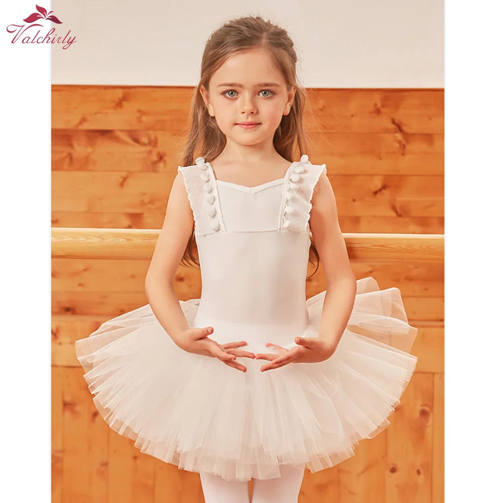 New Girls White Ballerina Tutu Dress Ballet Costumes  Kids Dancewear Gymnastics Leotard for Child Performance