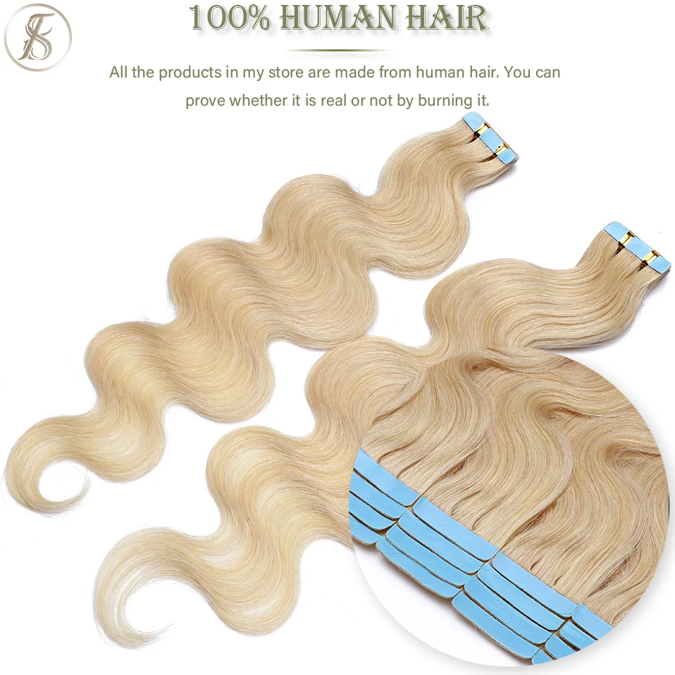 Tess Tape In Hair Extension, extensiones de cabello Natural ondulado, trama de piel adhesiva de cabello humano de doble cara, sin costuras,