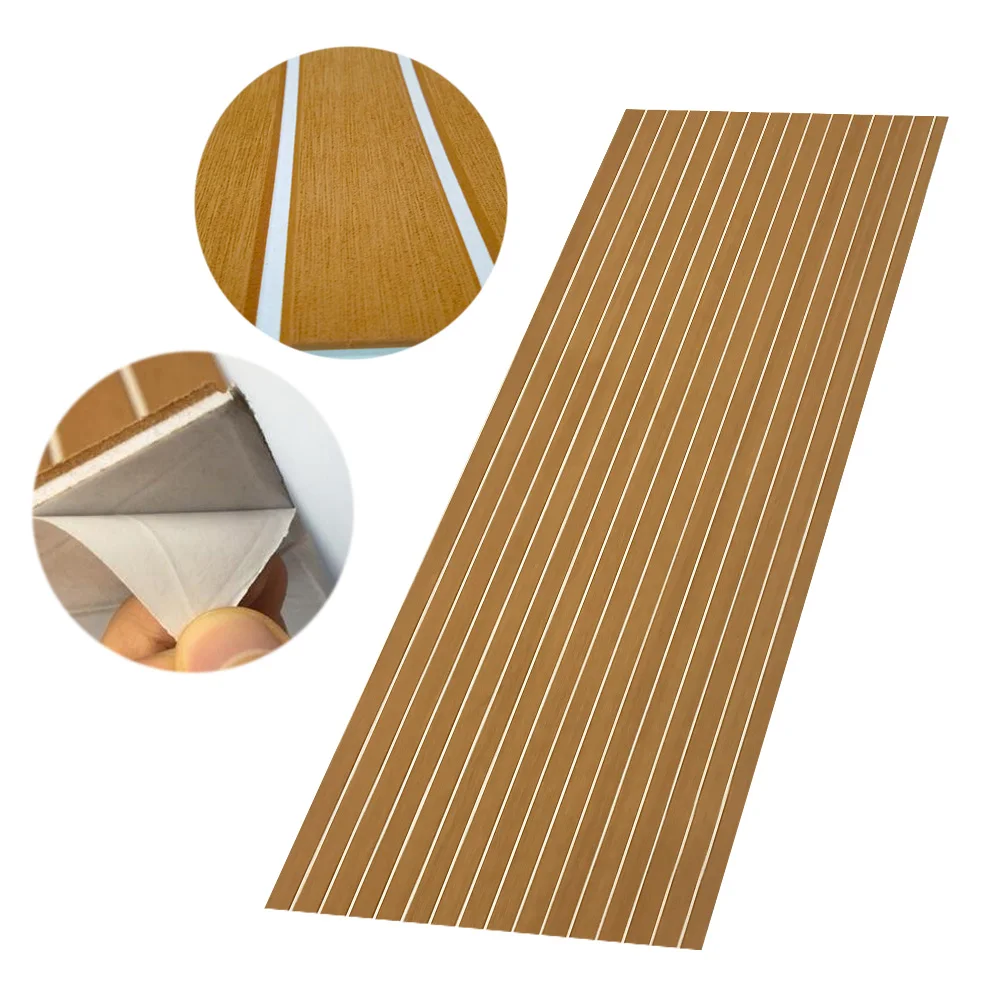 

EVA Foam Faux Teak Decking Sheet 94.5"x35.4" Yacht Marine Carpet Flooring Mat Non Skid Self Adhesive Sea Deck Boat Accessories